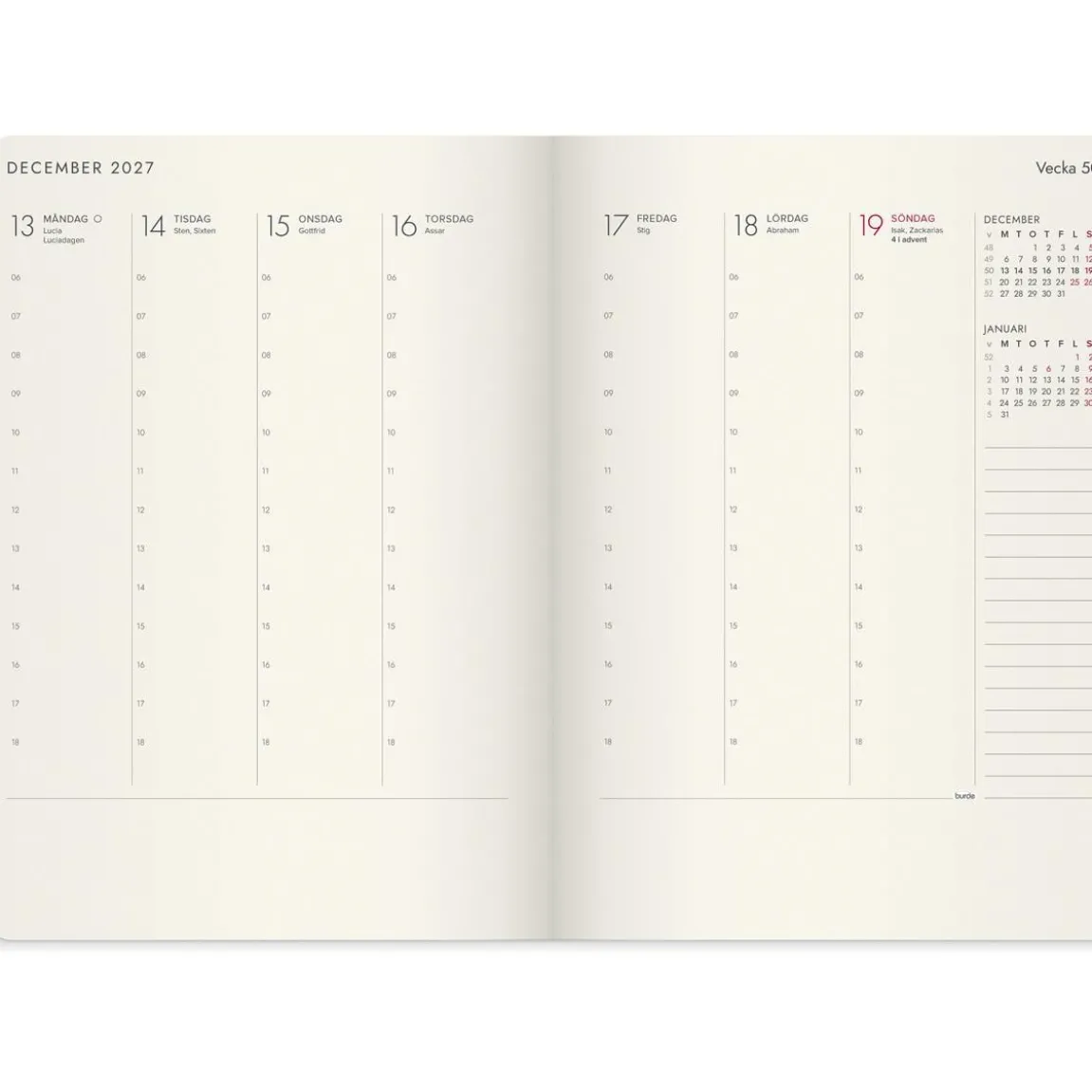 Almanacka Burde 5965 Agency Forma DeLuxe 2027 Brun