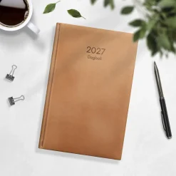 Almanacka Burde 1029 Dagbok Konstläder Inbunden 2027 Cognac