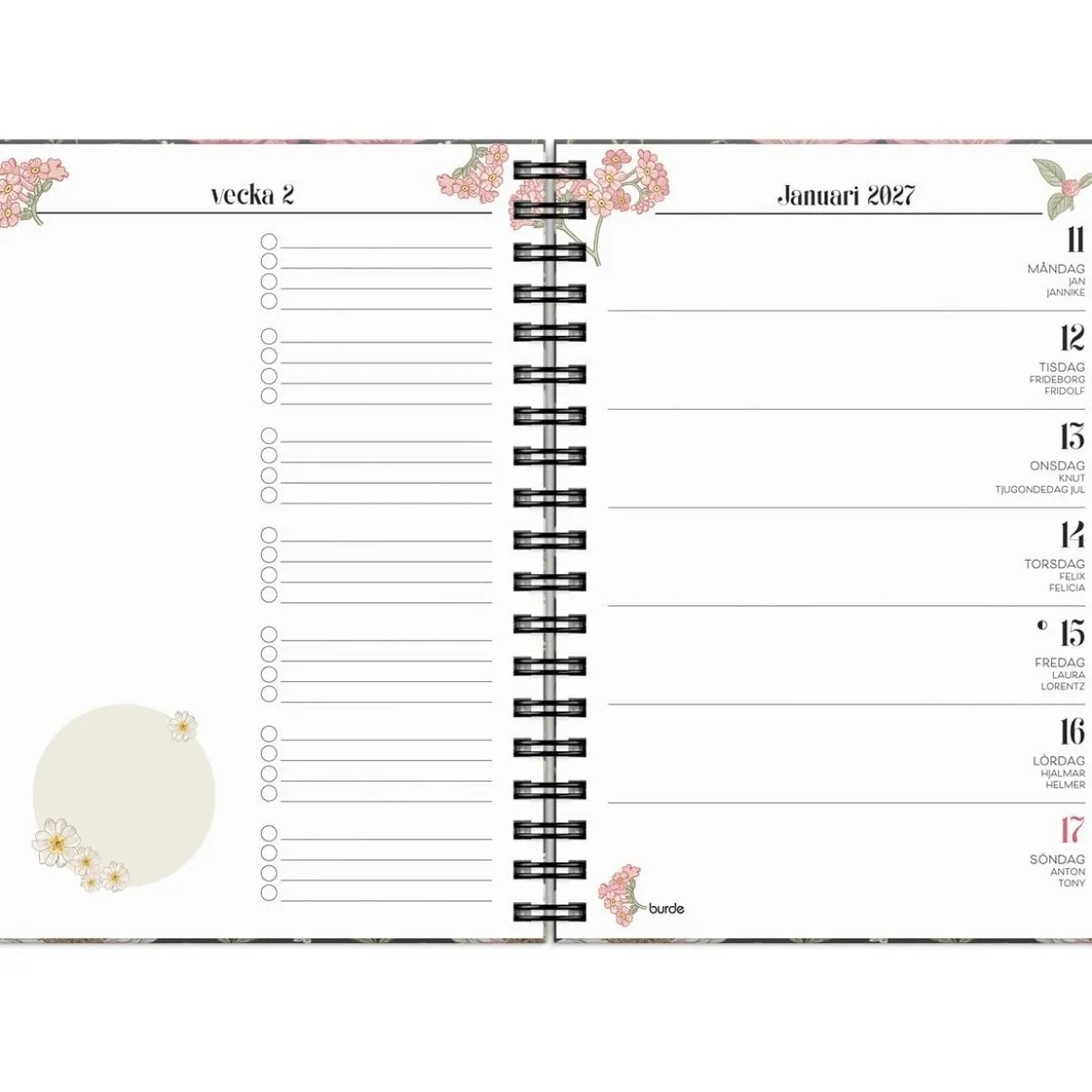 Almanacka Burde 1037 Life Planner 2027 Floral