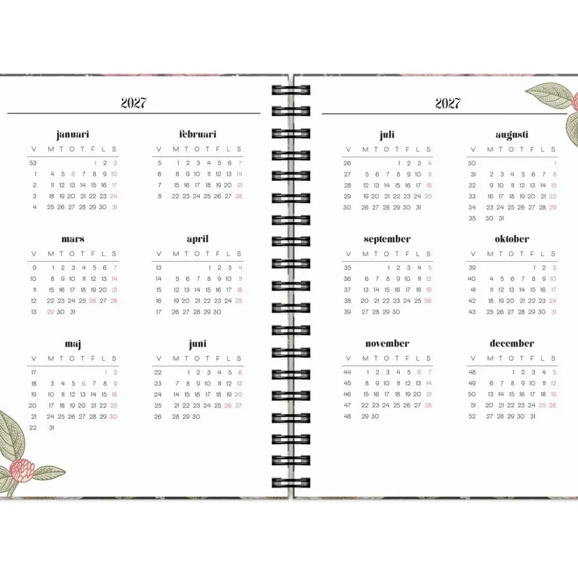Almanacka Burde 1037 Life Planner 2027 Floral