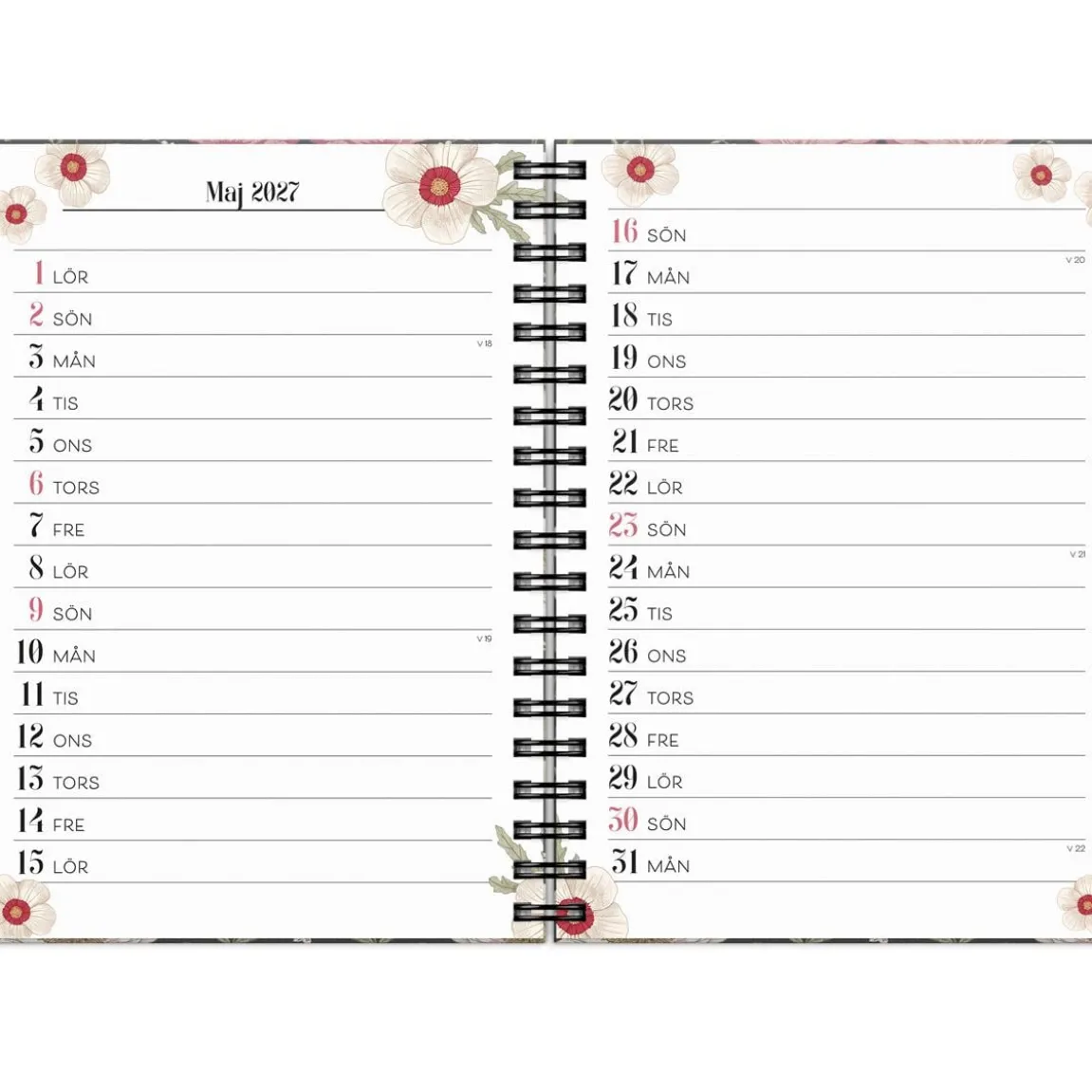 Almanacka Burde 1037 Life Planner 2027 Floral