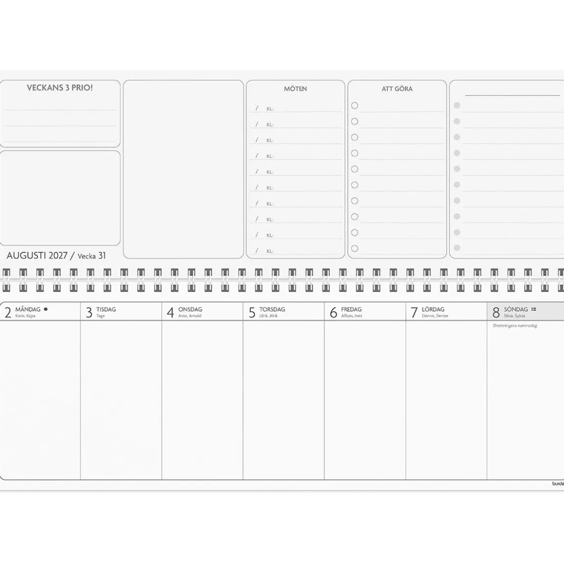 Almanacka Burde 1487 Stor Plankalender Få det gjort 2027