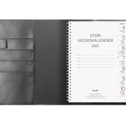 Almanacka Burde 5809 Stor Veckokalender 2027 Svart A5
