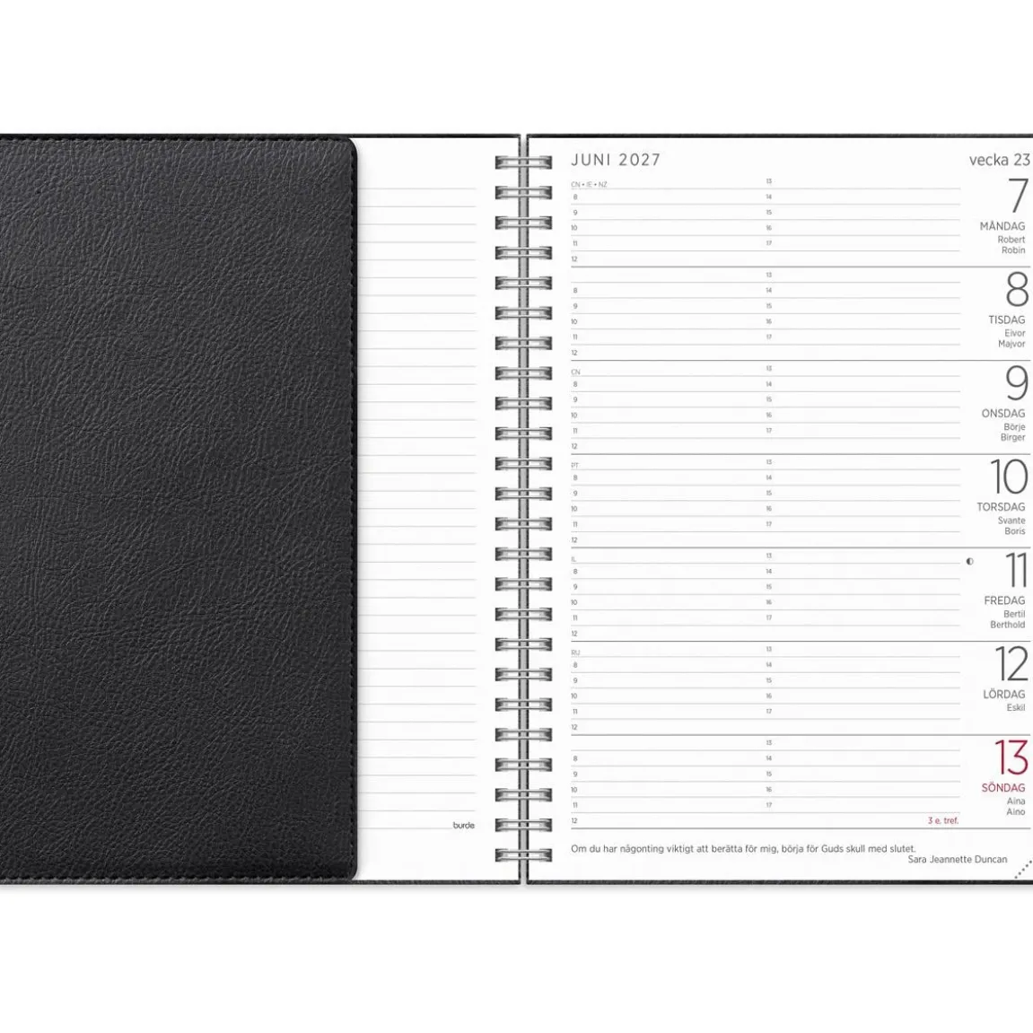Almanacka Burde 5505 Stor Vecko Twist 2027 Svart