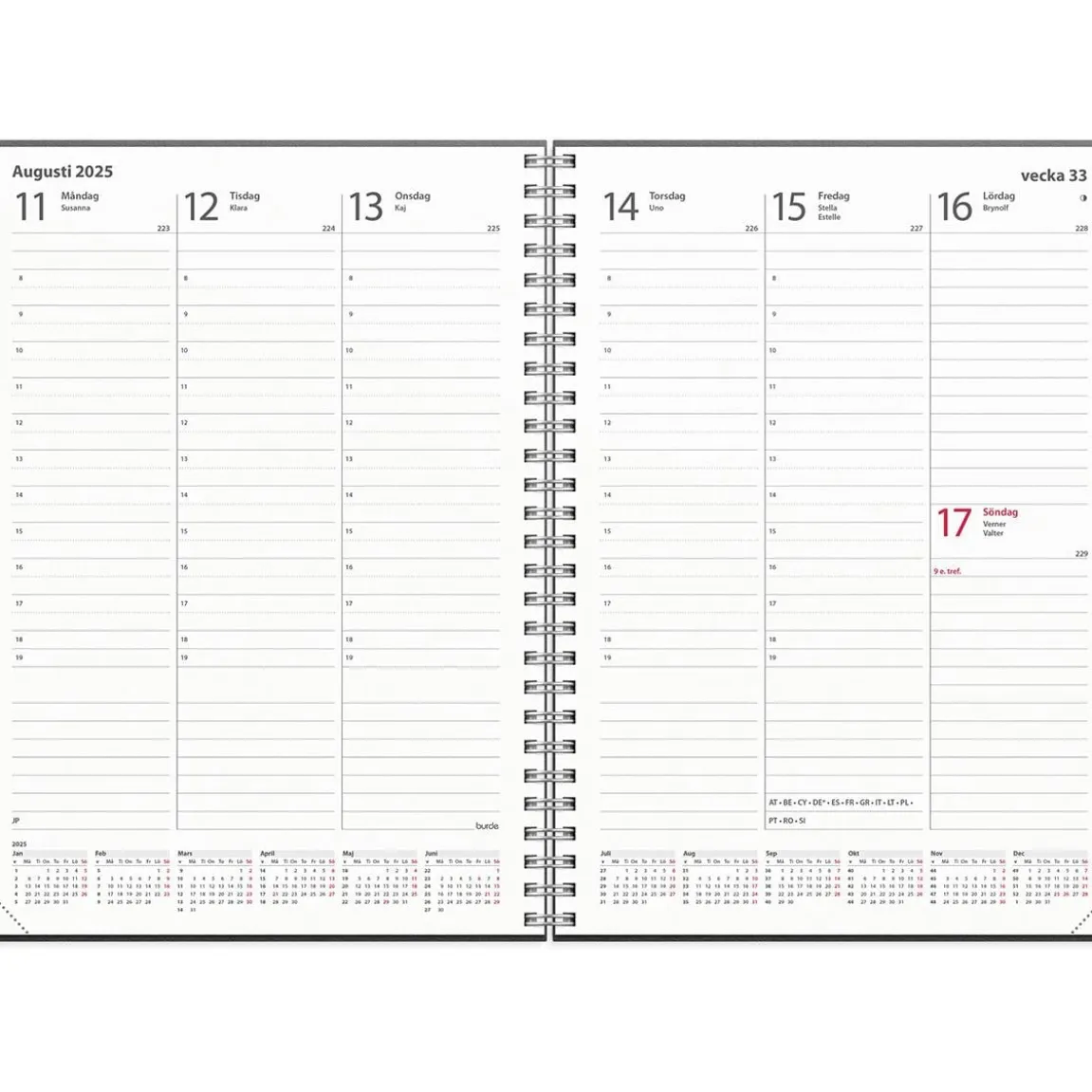 Almanacka Burde 5371 Weekly Konstläder Amelia 2025 Rosa A5