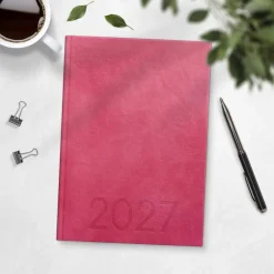 Almanacka Burde 1179 Weekly Konstläder Inbunden 2027 Rosa A5