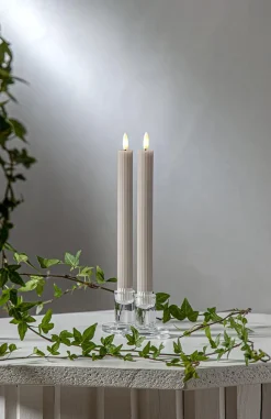 Antikljus LED Star Trading Flamme Stripe Beige