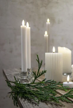 Antikljus LED Star Trading Flamme Stripe Vit