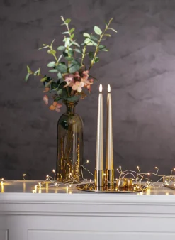 Antikljus Star Trading LED Flamme Metal Guld 28,5cm