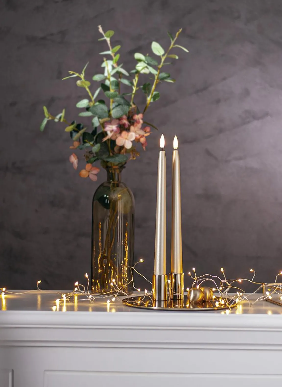 Antikljus Star Trading LED Flamme Metal Guld 28,5cm