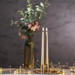 Antikljus Star Trading LED Flamme Metal Guld 28,5cm