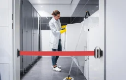 Avspärrningsrep Securit Väggfäste Indragbar Nylonrem Röd 210cm