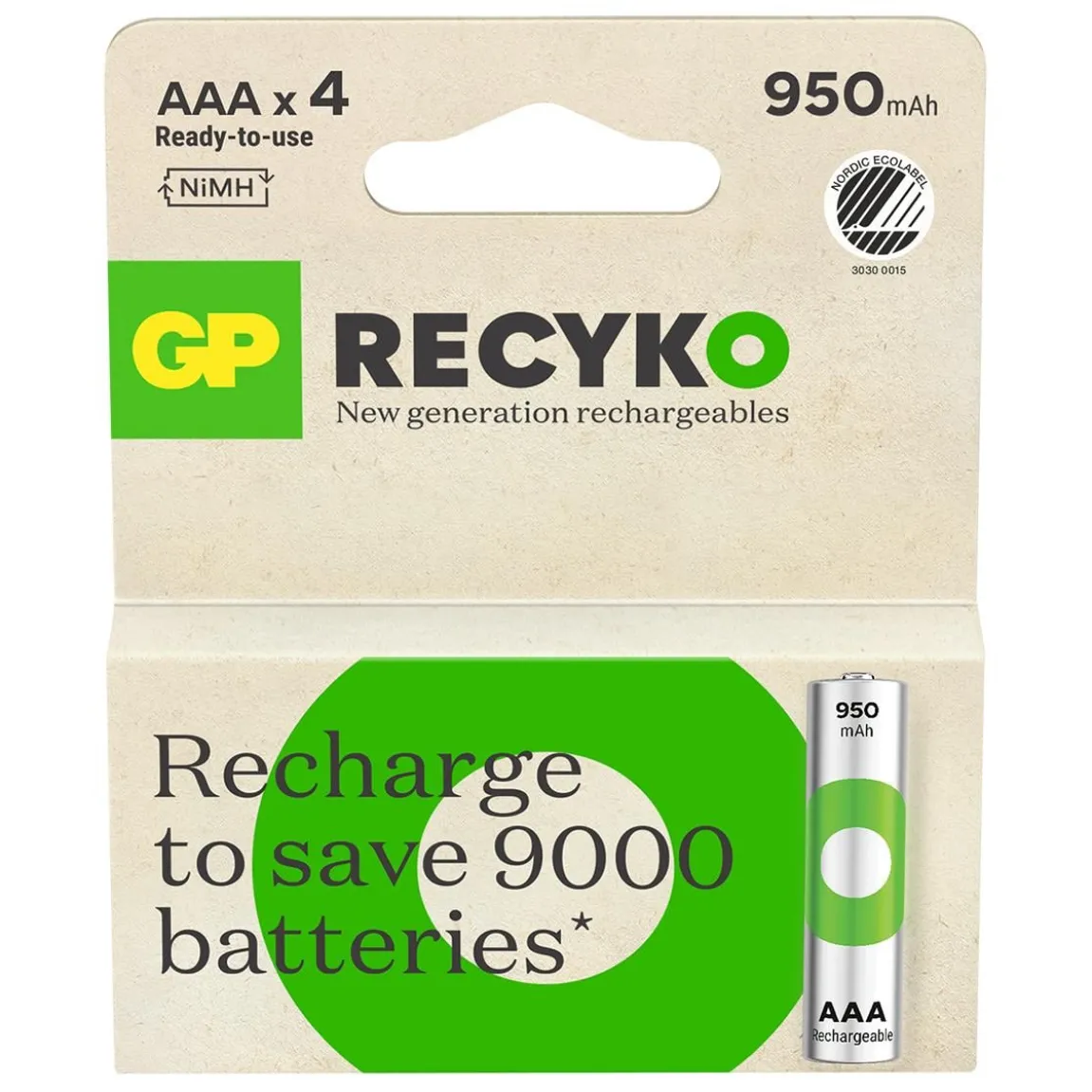 Batteri GP Recyko laddningsbart AAA 950mAh