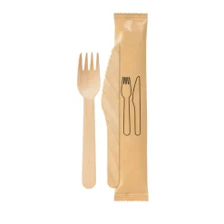 Bestickpåse Duni kniv, gaffel petit vaxat trä