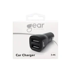 Billaddare Gear 12/24V 2xUSB-A 3,4A Svart