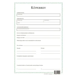 Blankett Köpebrev Fastighet/Tomträtt A4