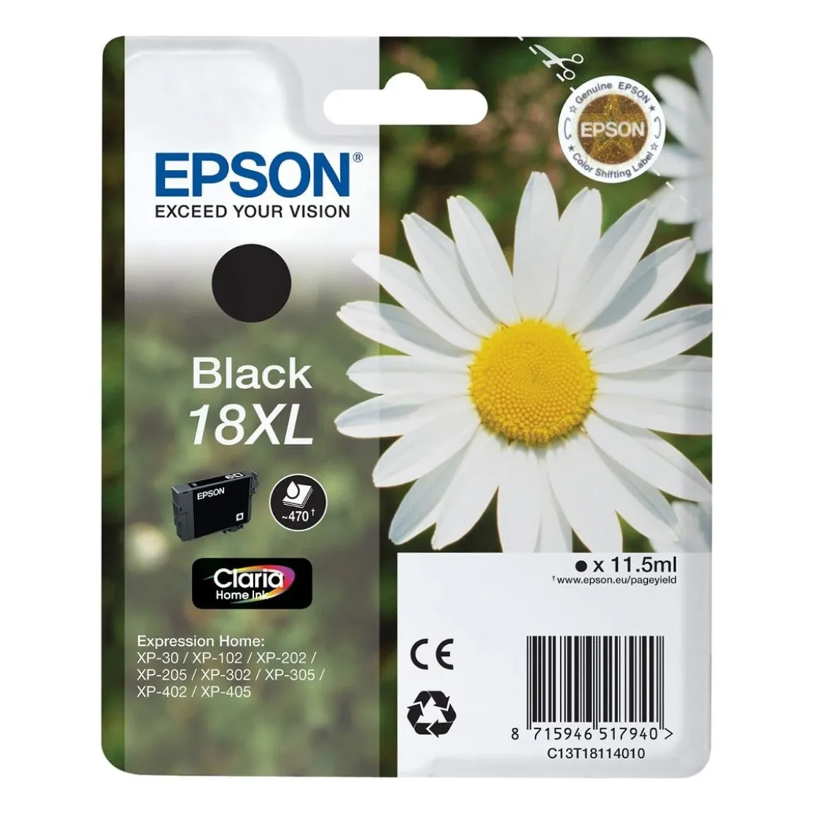 Bläckpatron Epson T1811 C13T18114010 Svart
