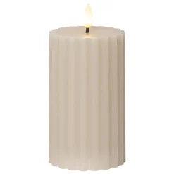 Blockljus LED Star Trading Flamme Stripe Beige
