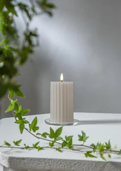 Blockljus LED Star Trading Flamme Stripe Beige