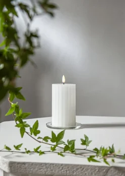 Blockljus LED Star Trading Flamme Stripe Vit
