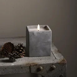 Blockljus Star Trading LED Flamme Cem Grå 11,5cm