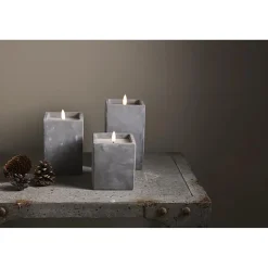 Blockljus Star Trading LED Flamme Cem Grå 16,5cm