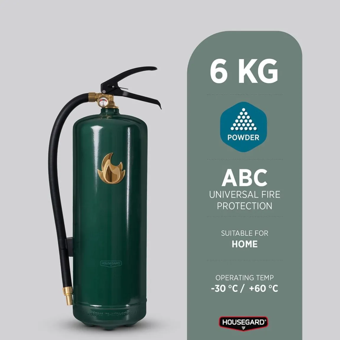 Brandsläckare Housegard Pulver Grön/Guld 6kg