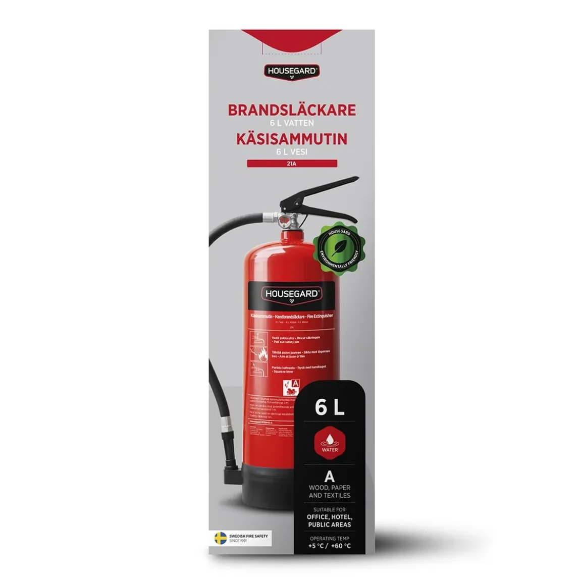 Brandsläckare Housegard Vattensläckare 21A Röd 6L