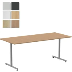 Cafébord Lanab T-stativ Ek/Silver 1800x800mm