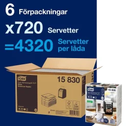 Dispenserservett Tork N14 2-lag Vit 16,5x21,3cm