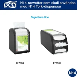 Dispenserservett Tork N14 2-lag Vit 16,5x21,3cm