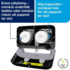 Dispenser Toalettpapper Tork T7 Coreless 2 Rullar Ligg Svart