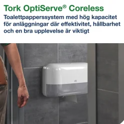 Dispenser Toalettpapper Tork T7 Coreless 2 Rullar Ligg Vit