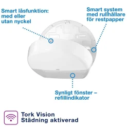 Dispenser Toalettpapper Tork T1 Jumbo Vit
