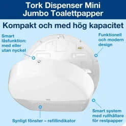 Dispenser Toalettpapper Tork T2 Mini Jumbo Vit