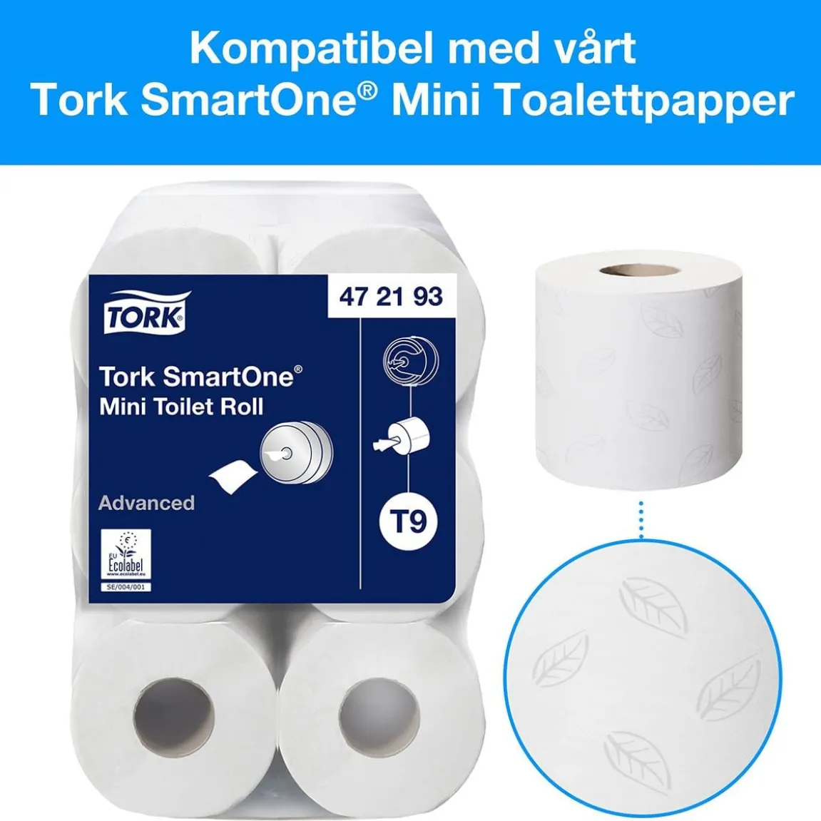 Dispenser Toalettpapper Tork T9 SmartOne Mini Vit