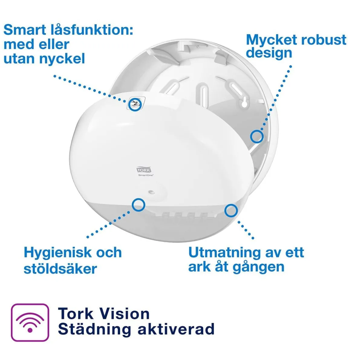 Dispenser Toalettpapper Tork T9 SmartOne Mini Vit