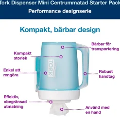 Dispenser Torkrulle Tork M1 Starterp Bärbar C-matad Turkos