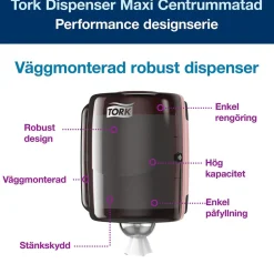 Dispenser Torkrulle Tork W2 Maxi Röd/Svart