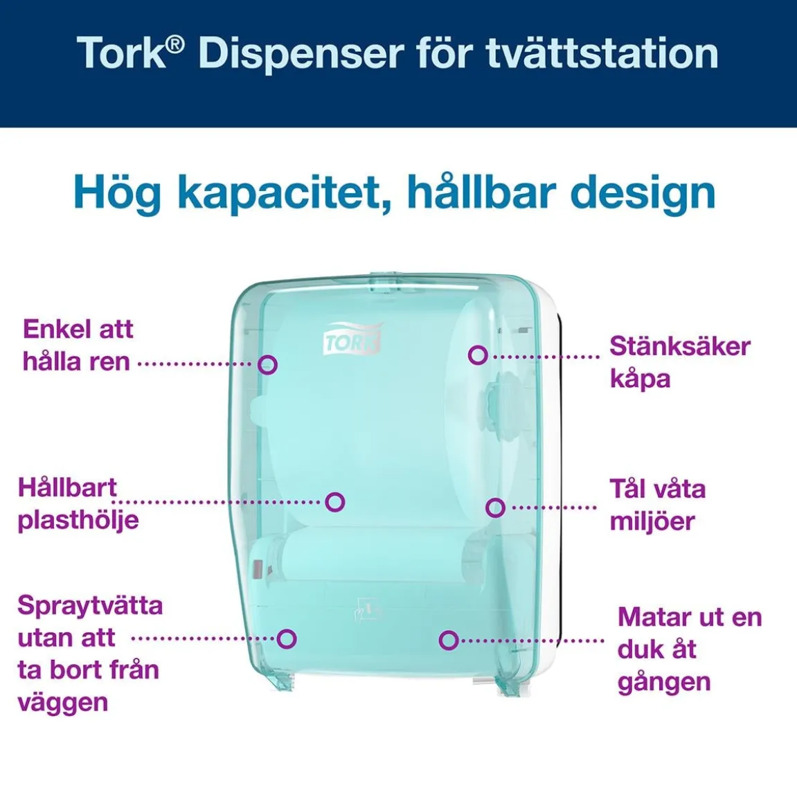 Dispenser Tork Tvättstation W6 Turkos/Vit