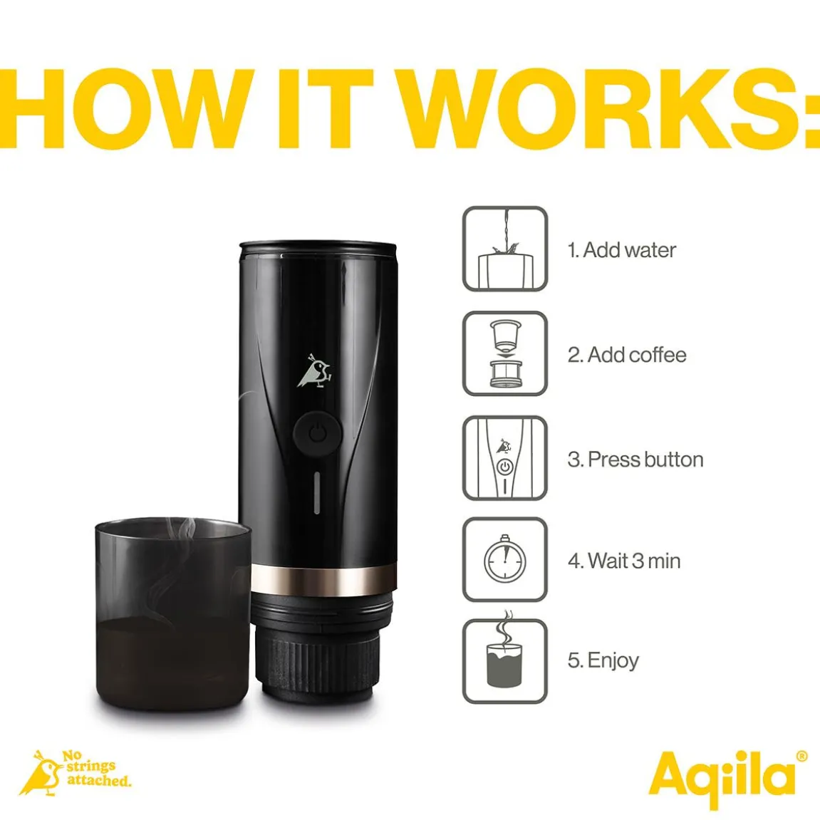 Espressomaskin Aqiila Coffebird Batteridriven