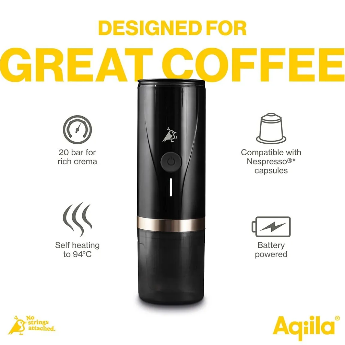 Espressomaskin Aqiila Coffebird Batteridriven