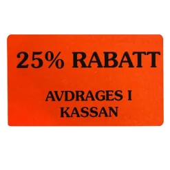Etikett 25% Avdrages I Kassan Röd 50x30mm