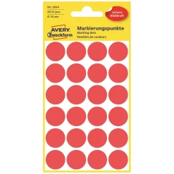 Etikett Avery färgsignal röd Ø 18mm
