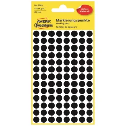 Etikett Avery färgsignal svart Ø 8mm