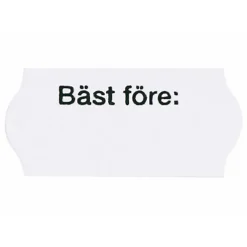 Etikett Bäst före G2 permanent vit med svart tryck 26x12mm