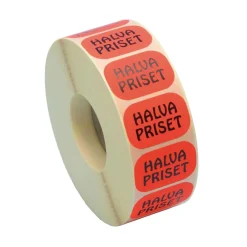 Etikett Halva Priset Röd 34x24mm