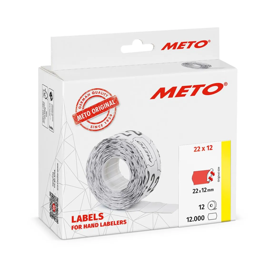 Etikett Meto Prismärkning Permanent Neonröd 22x12mm