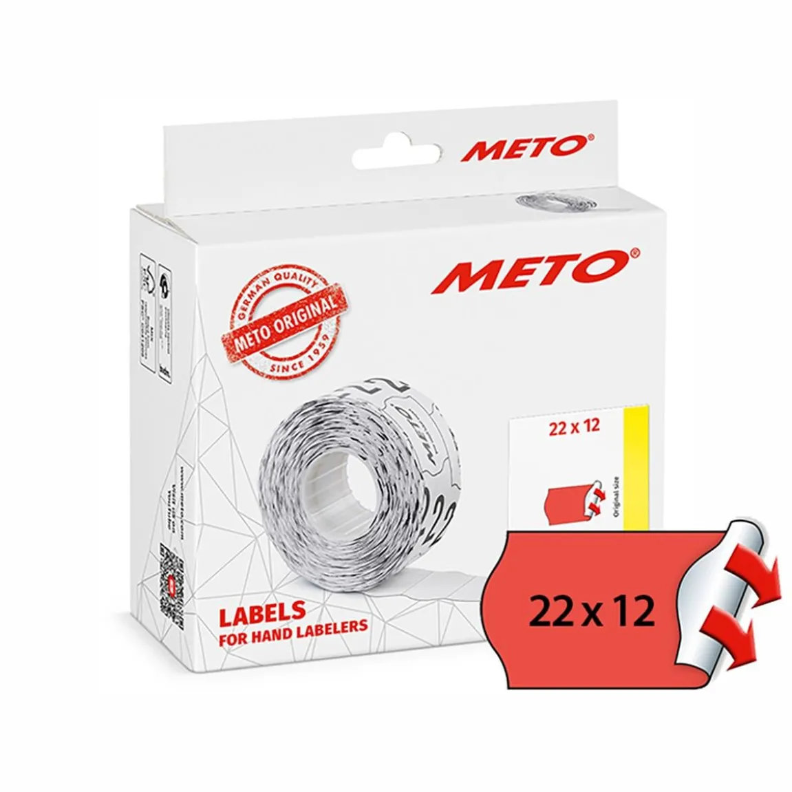 Etikett Meto Prismärkning Permanent Neonröd 22x12mm