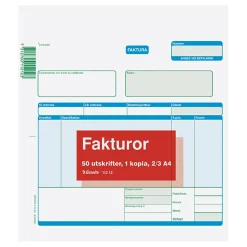Fakturablock Onumrerad 50 Sidor Med Kopia 2/3:s A4